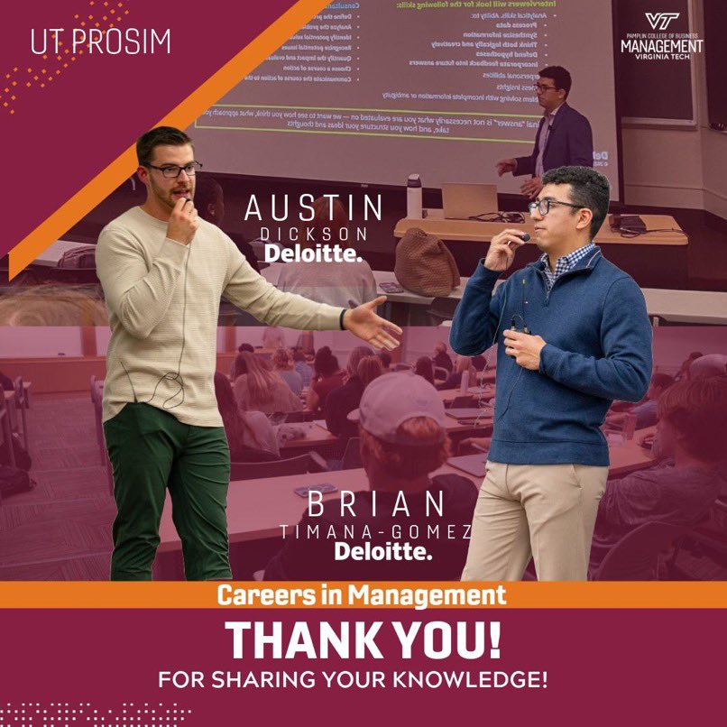 A moment of GRATITUDE! 

Always a great time when we have our industry partners from Deloitte (and Hokie alumni) providing real world experience to get students thinking about how processes lead to measurable outcomes. 

Thank you! 
#Hokies <a href="/Deloitte/">Deloitte</a>