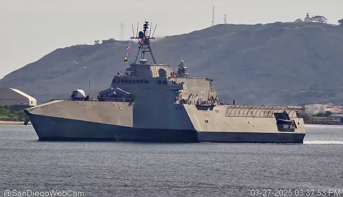 WarshipCam's tweet photo. USS Tulsa (LCS 16) Independence-variant littoral combat ship coming into San Diego - March 27, 2025 #usstulsa #lcs16ย
SRC: YT- SanDiegoWebCam https://t.co/TDhZDMQTBE