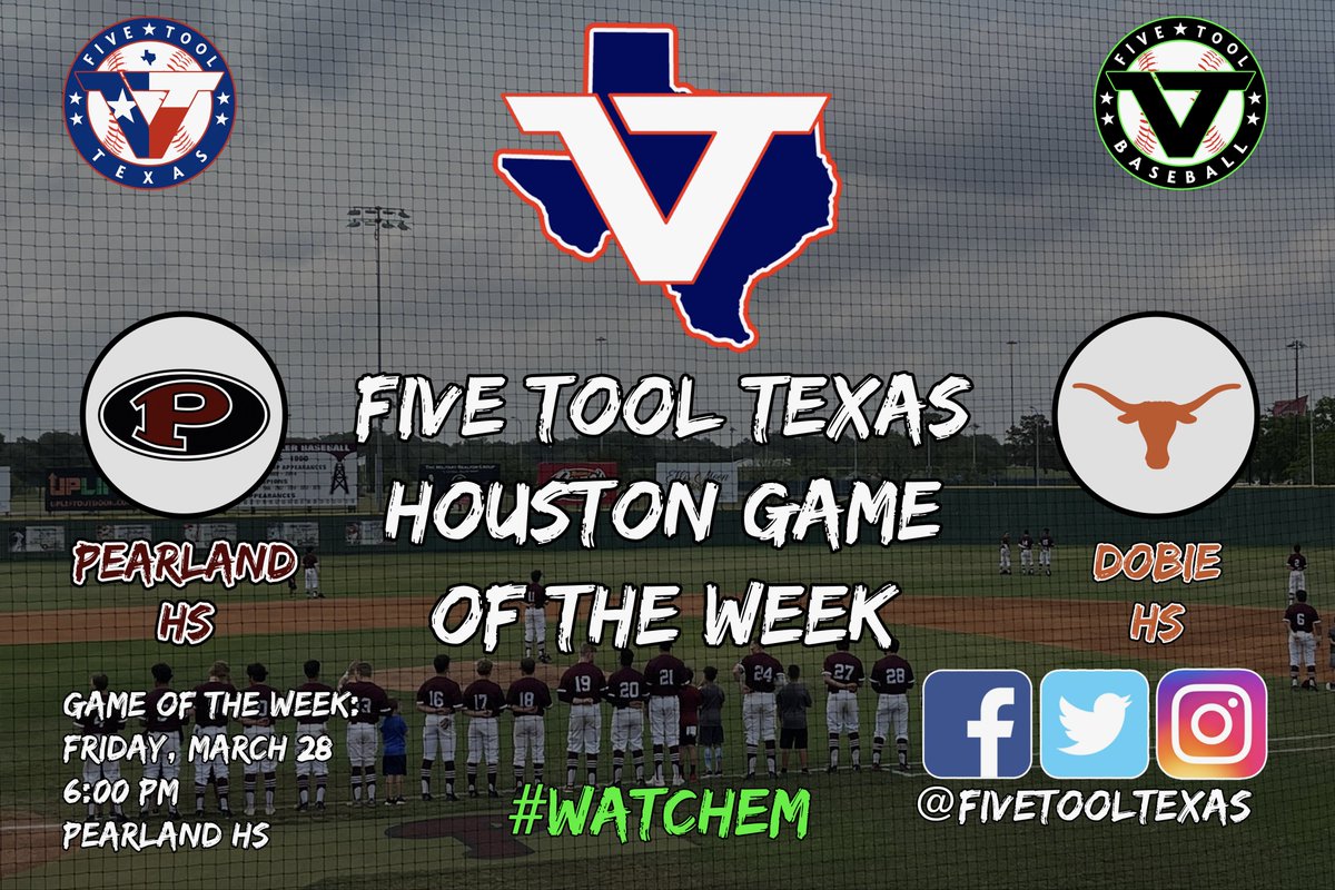 ✭Five Tool Texas✭ (@fivetooltexas) on Twitter photo We will be at Pearland HS, 6:00 PM Friday, March 28, for the…
🚨<a href="/FiveToolTexas/">✭Five Tool Texas✭</a> Houston Game of the Week🚨
Featuring: <a href="/OilerBaseball/">Pearland Baseball</a> vs. <a href="/DobieBaseball/">Coach</a>
#WatchEm We will be at Pearland HS, 6:00 PM Friday, March 28, for the…
🚨<a href="/FiveToolTexas/">✭Five Tool Texas✭</a> Houston Game of the Week🚨
Featuring: <a href="/OilerBaseball/">Pearland Baseball</a> vs. <a href="/DobieBaseball/">Coach</a>
#WatchEm