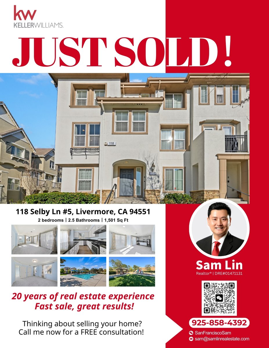 SamLinRE's tweet image. Buying and selling a home in the Bay Area is easier than you think! 🚀🏡

🏡 Just Sold in Livermore! 🎉

Hi everyone, I’m Sam Lin, a real estate agent with 20 years of experience. I’m thrilled to share that a home I recently represented in Livermore has been successfully sold!