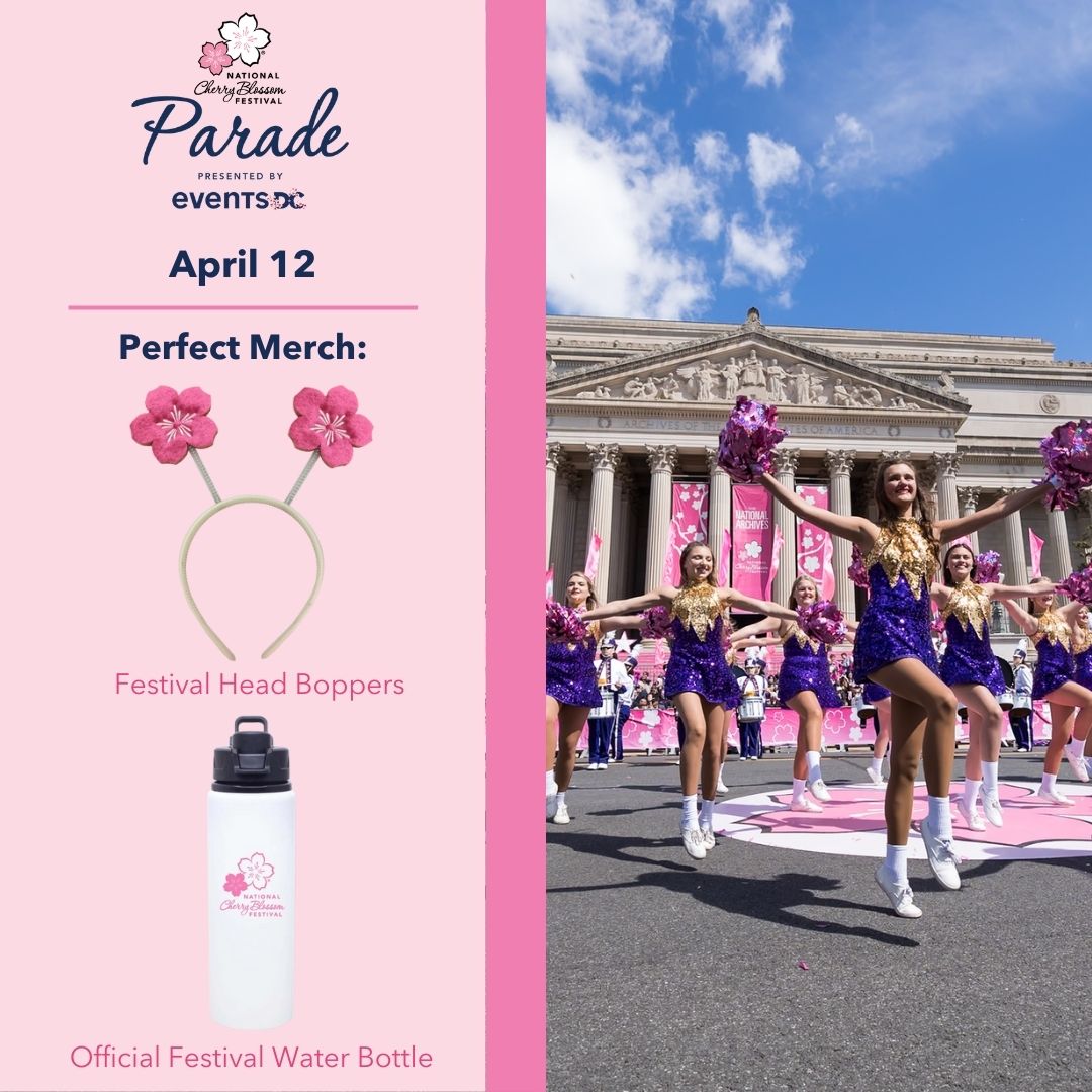 Get your official Festival merch for the upcoming signature events! 

March 29: Blossom Kite Festival presented by @Amazon
April 5: Petalpalooza presented by <a href="/Chase/">Chase</a> 
April 12: The National Cherry Blossom Parade presented by @EventsDC 

SHOP NOW: ncbfstore.org