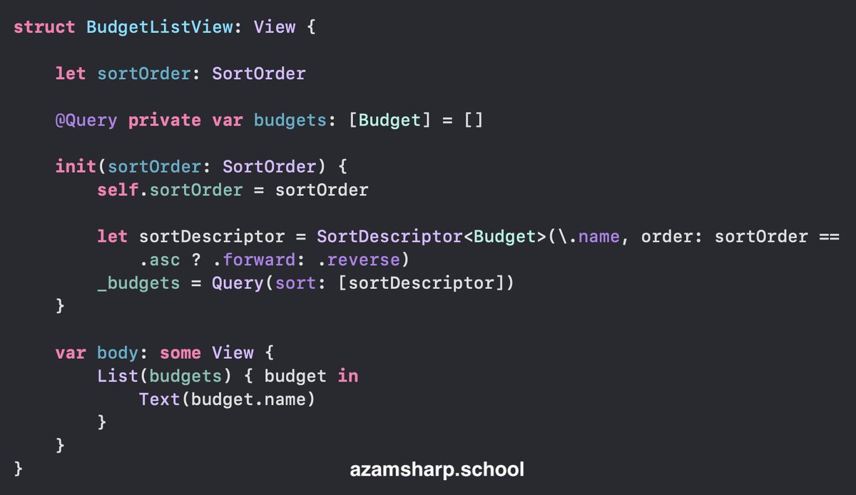 azamsharp's tweet image. Dynamic Queries in #SwiftData 

#SwiftUI