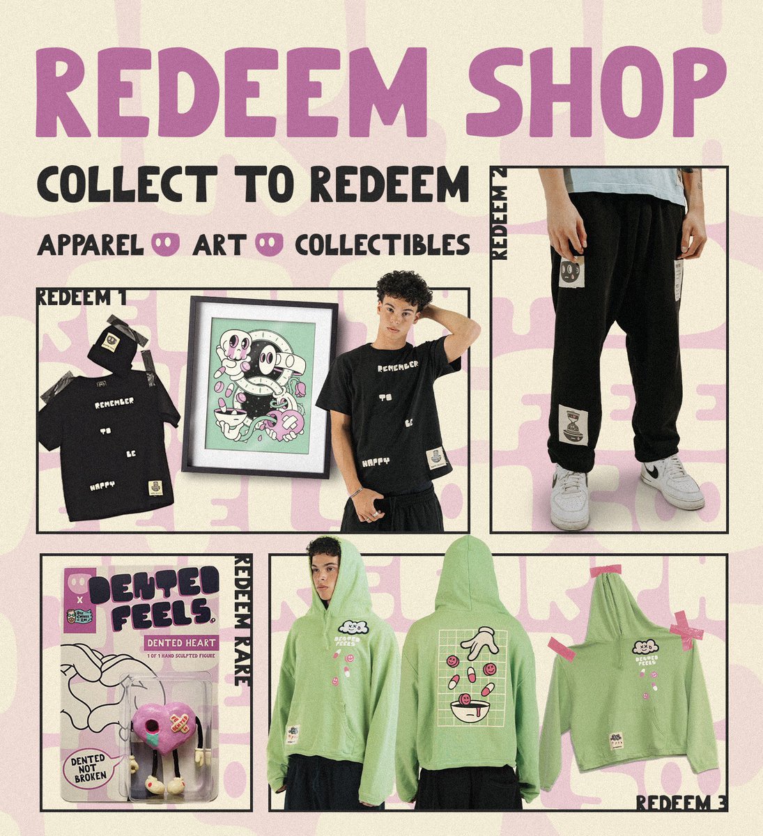 Burn 1: Beanie, Hat, or Art Print 

Burn 2: Note-To-Self Sweat Pants

Burn 3: Medicated Hoodie 

Shop opens 3/28 at 2 pm PST ✳️