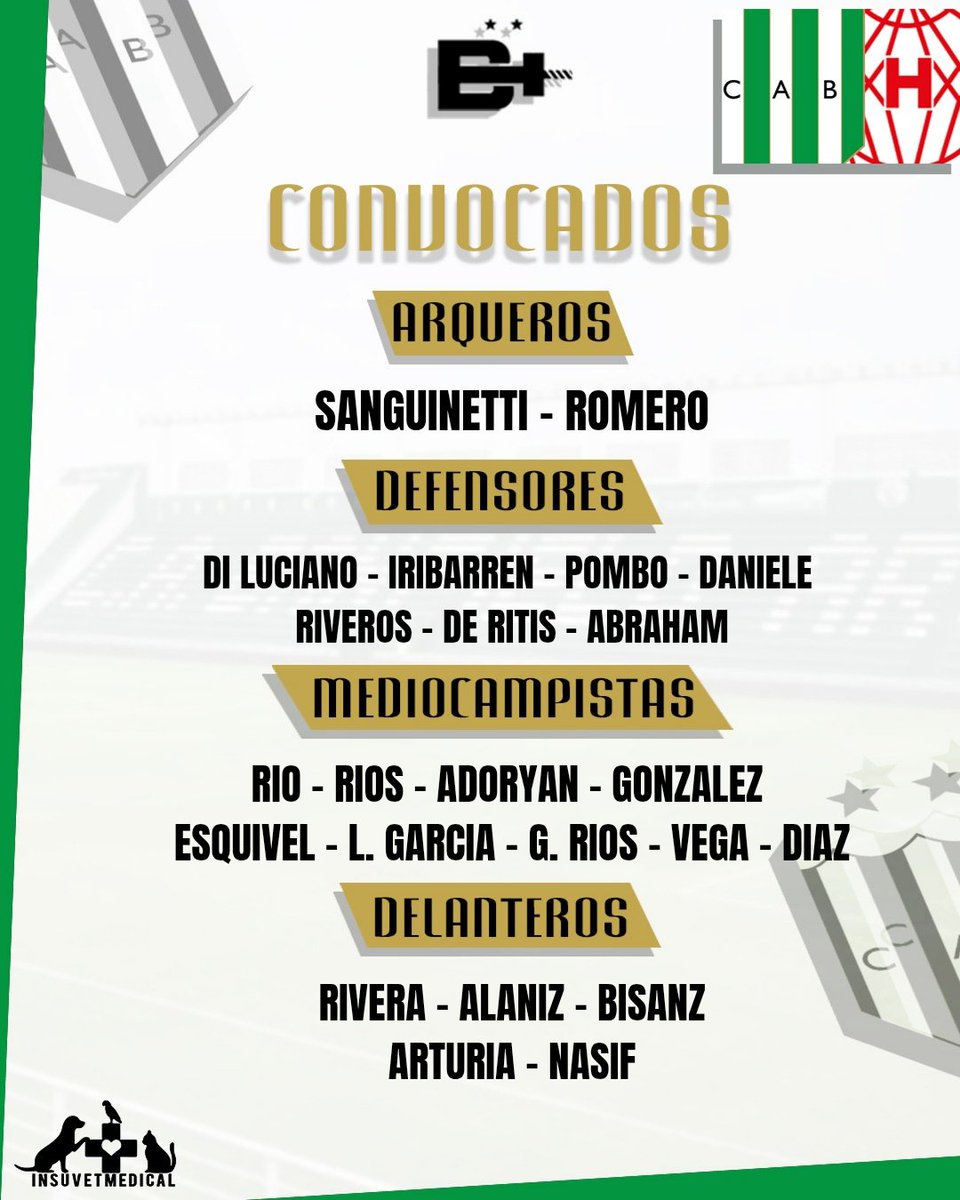 📋 Estos son los convocados por Ariel Broggi para el partido frente a Huracan por la fecha 11 del torneo apertura.

⬆️Vuelven Pombo, Rivera y Nasif.

⬇️ Afuera Maldonado y Miranda.

🆕️1ra convocatoria para Santiago Daniele