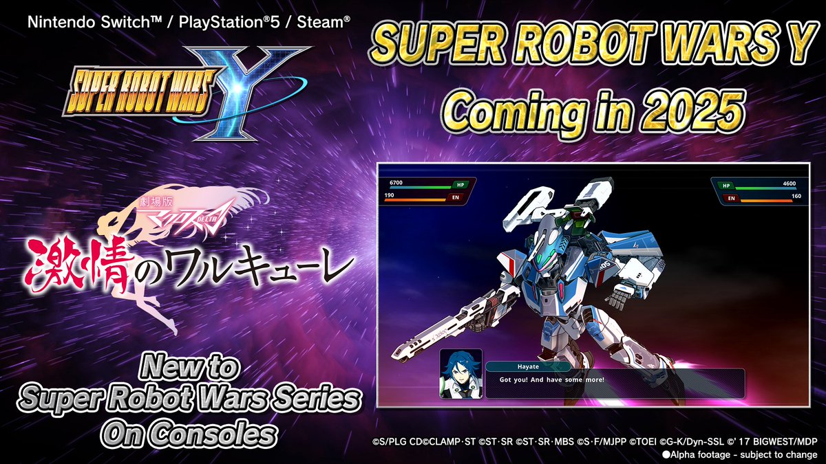 💡Macross Delta: Passionate Walküre makes its Super Robot Wars debut on home consoles!

Super Robot Wars Y — coming in 2025!

Details:
North America⬇ bandainamcoent.com/games/super-ro…

#Macross 
#MacrossDelta