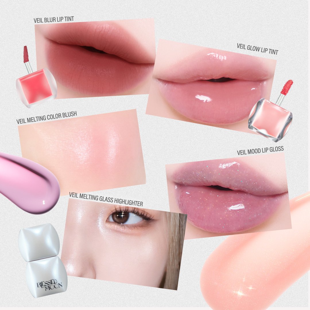 𝐕𝐞𝐢𝐥 𝐒𝐞𝐫𝐢𝐞𝐬💙
クッションのようなコロンとしたデザイン🎀

🍦ソフトクリームティント VEIL BLUR LIP TINT
🫧うるちゅる水もちティント  VEIL GLOW LIP TINT
🔮うるぷるグリッターグロス VEIL MOOD LIP GLOSS
🍑じゅんわり多幸感チーク VEIL MELTING COLOR BLUSH