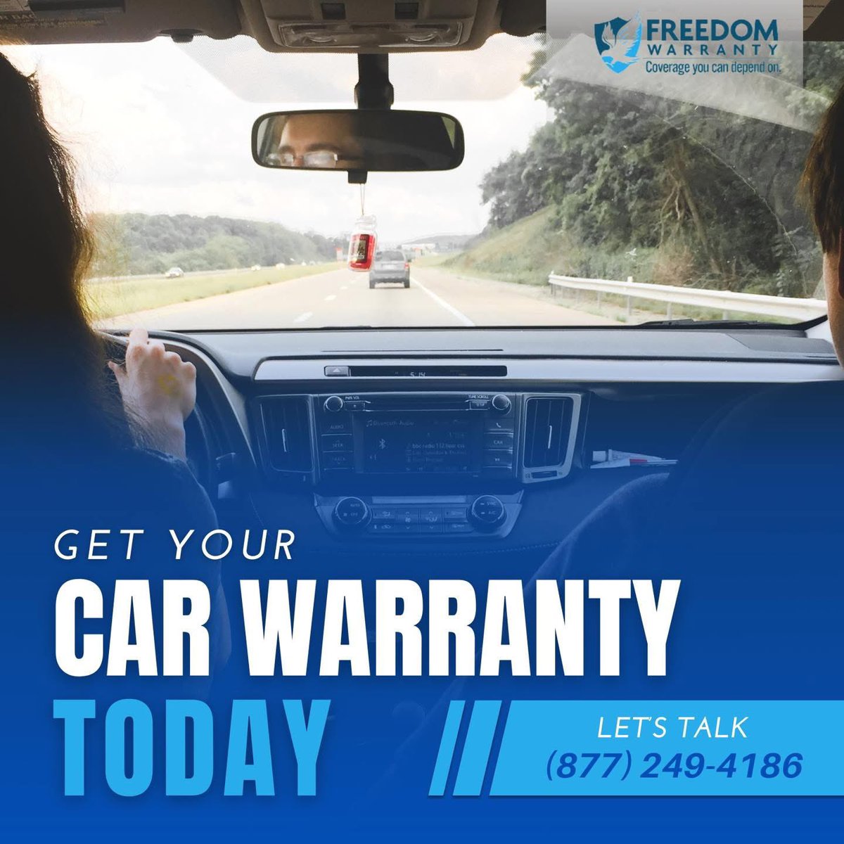Drive with confidence knowing you’re covered! Get your car warranty today with Freedom Warranty. Call us at (877) 249-4186!