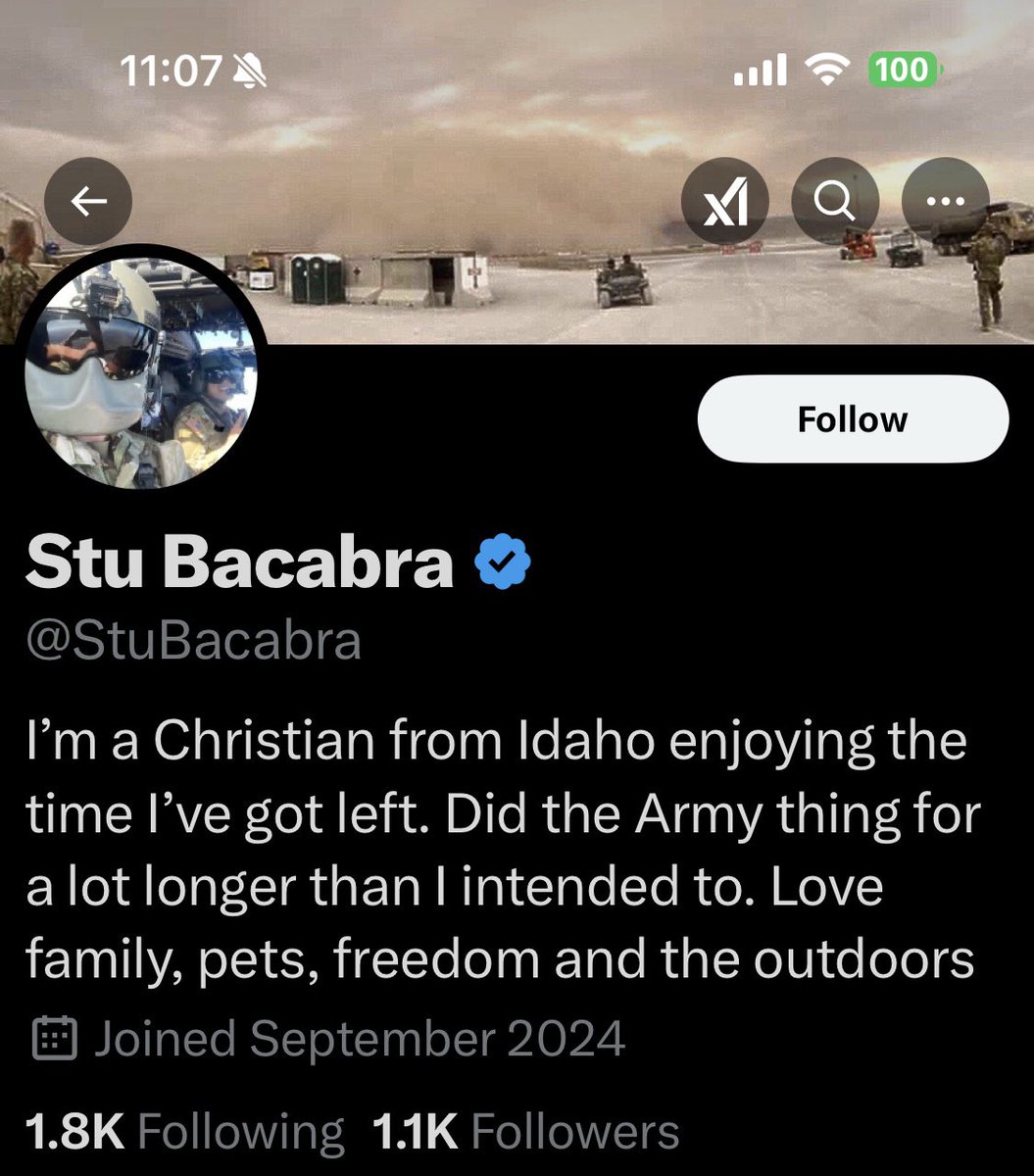 LynnHall268's tweet image. Please give @StuBacabra a follow and a repost or shoutout to show our gratitude for his service.

US Army 

Thank you for your service.  We appreciate you.

*These shoutouts are unsolicited and a show of gratitude and respect and are not a request for a follow back.    They are…