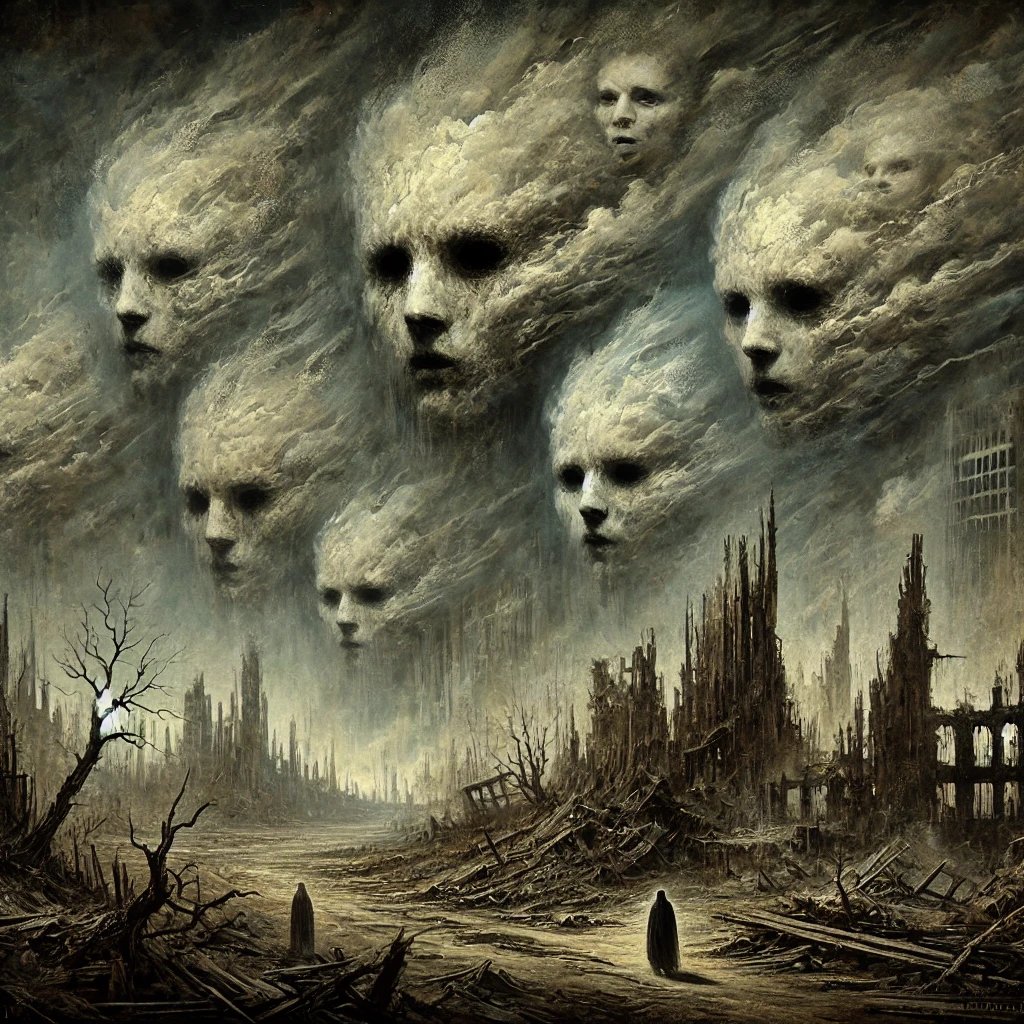 Testeé un poco la actualización de ChatGPT con una pintura de Beksinski, y este fue el resultado.