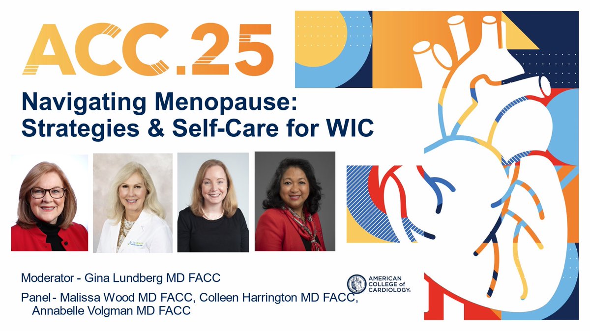 Gina Lundberg MD FACC FAHA (@gina_lundberg) on Twitter photo Join us Monday 10-11 am CT to hear ways to Navigate Menopause at #ACCWIC in the Education Zone Theater 1 with <a href="/drmalissawood/">Malissa Wood</a> <a href="/avolgman/">AnnabelleVolgman MD</a> Colleen Harrington and me!! <a href="/EstefaniaOS/">Estefania Oliveros MD🫀</a> <a href="/AmbreenMohamed/">Ambreen Mohamed, MD, FACC</a> <a href="/SabrinaIslamMD/">Sabrina Islam, MD, MPH</a> <a href="/KTamirisaMD/">Kamala Tamirisa MD</a> <a href="/DrJenniferCo_Vu/">Jennifer Co-Vu, MD, FACC, FAAP, FASE</a> <a href="/DrToniyaSingh/">Toniya Singh MD FACC</a> <a href="/NicoleLohrMD/">Nicole Lohr, MD, PhD</a> #ACC25 Join us Monday 10-11 am CT to hear ways to Navigate Menopause at #ACCWIC in the Education Zone Theater 1 with <a href="/drmalissawood/">Malissa Wood</a> <a href="/avolgman/">AnnabelleVolgman MD</a> Colleen Harrington and me!! <a href="/EstefaniaOS/">Estefania Oliveros MD🫀</a> <a href="/AmbreenMohamed/">Ambreen Mohamed, MD, FACC</a> <a href="/SabrinaIslamMD/">Sabrina Islam, MD, MPH</a> <a href="/KTamirisaMD/">Kamala Tamirisa MD</a> <a href="/DrJenniferCo_Vu/">Jennifer Co-Vu, MD, FACC, FAAP, FASE</a> <a href="/DrToniyaSingh/">Toniya Singh MD FACC</a> <a href="/NicoleLohrMD/">Nicole Lohr, MD, PhD</a> #ACC25