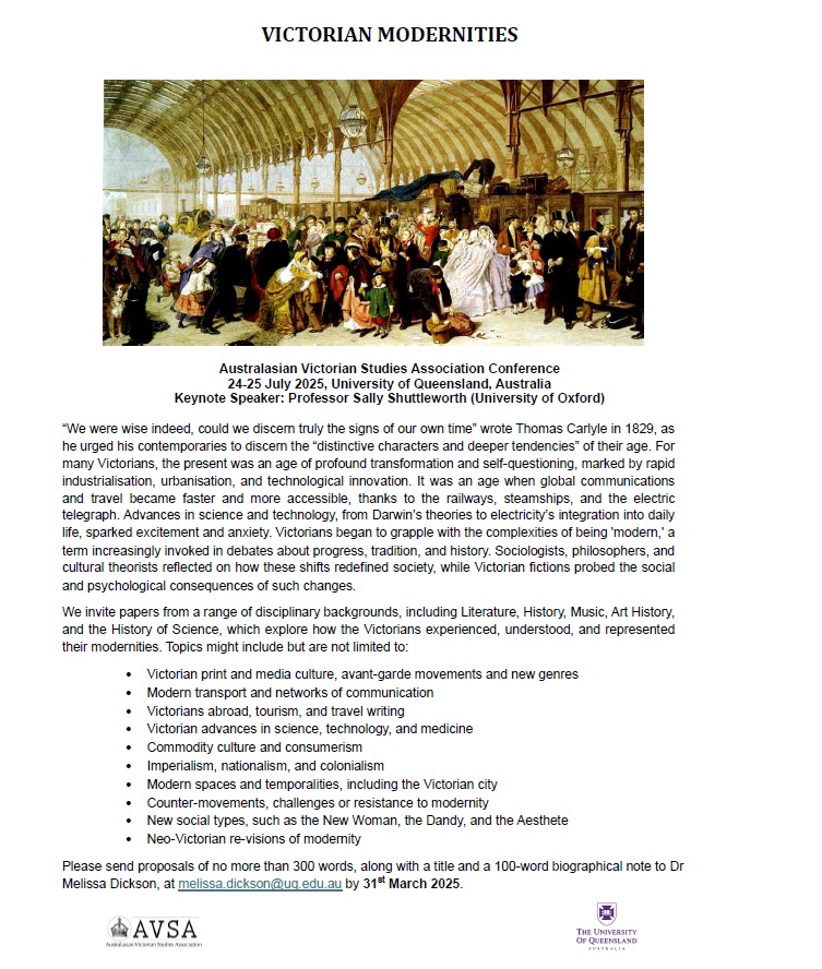 Don't forget to get your abstracts in for the upcoming <a href="/AusVicStudAssoc/">AVSA</a> conference by this Monday!   #VictorianStudies #Litstudies #Victorianliterature