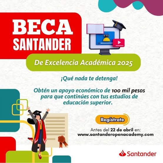 DerechoUNAMmx's tweet photo. #InnovaUNAM

Impulsa tu educación con la Beca Santander de Excelencia Académica 2025, no dejes pasar esta oportunidad y regístrate antes del 22 de abril. 📚✨

Registro: https://t.co/jgvlJrRcpg https://t.co/QZjDwIUv8w