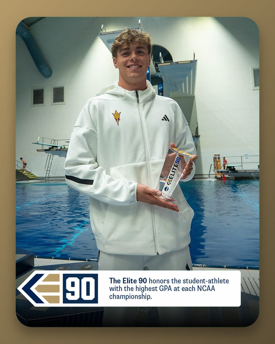 NCAA's tweet photo. Congrats to Patrick Sammon for taking home this year's #NCAASwimDive #Elite90 award!

📚 4.0
🏘️ Real Estate Development
🏊 @ASUSwimDive https://t.co/8GVH7Xoflr