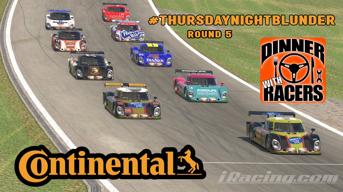 Dogathan's tweet image. Round 5 of @DWRshow #ThursdayNightBlunder by @continentaltire was really fun!! J. Gummer takes his 4th in a row🏁🏁🏁🏁 Next up our First Special Event 0f 25'!! 100 laps at Indianapolis Motor Speedway on MAY 24th 🏎🎉