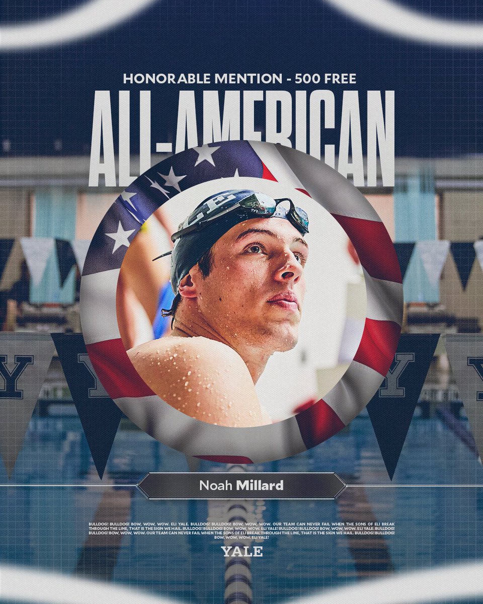 Congrats to Noah Millard, who earned Honorable Mention All-American accolades with a top-10 finish in the 500 free!👏

#ThisIsYale