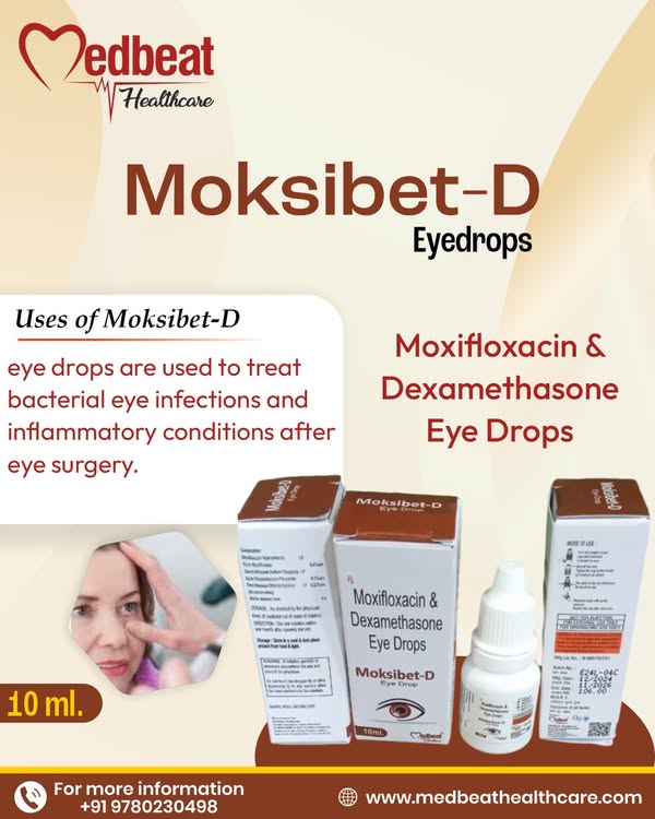 medbeathc's tweet photo. 📷 Say Goodbye to Eye Infections with Moksibet-D! 📷📷
Formulated with Moxifloxacin &amp; Dexamethasone, these powerful eye drops help treat bacterial infections &amp; inflammation after eye surgery. 📷 Fast relief, 

#MoksibetD #EyeCare #ClearVision #EyeDrops #EyeHealth https://t.co/M7mgu7uox5