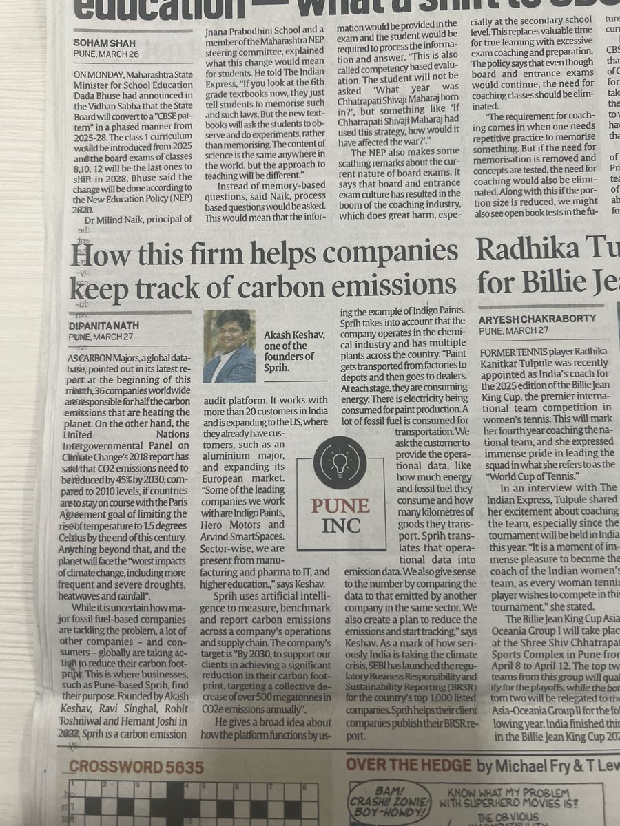 Thrilled to see Sprih featured in <a href="/IndianExpress/">The Indian Express</a>! Grateful to our partners &amp; well wishers for fueling this journey. We’re just getting started—big thanks to all driving this mission forward!  #Technology #Sustainability #news