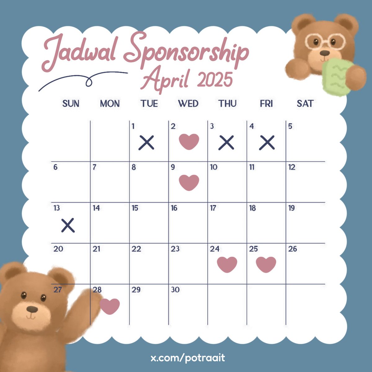 help repost, makasih! 🧸

halo aku sudah open sponsorship dan giveaway untuk bulan april yaa! buat yg mau book tanggal atau tanya-tanya dulu boleh langsung dm/chat aku di tele aja yahh🩷 katalog bisa kalian cek di ( t.me/bearoci ) makacii 🙌🏻🧺👒

#zonauang