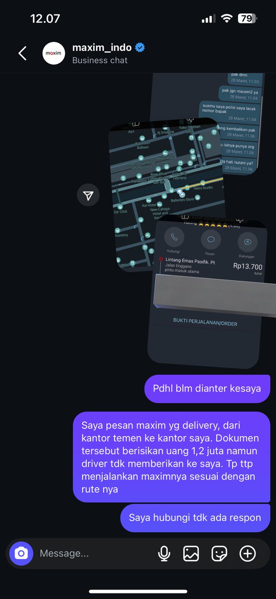 hennihens's tweet photo. Saya udah chat ke pihak maxim tapi belum ada jawaban. Udh hubungin ig dan email. @Maxim_Indonesia @IndonesiaM64449 

Aku butuh banget uangnya, tolong dibantu buat Pak HENDRA CIPTA B 4108 UAT karena itu uang tukeran bukan punya saya tapi punya temen kerja saya dan saudara saya https://t.co/Nh5a9PJ9fd