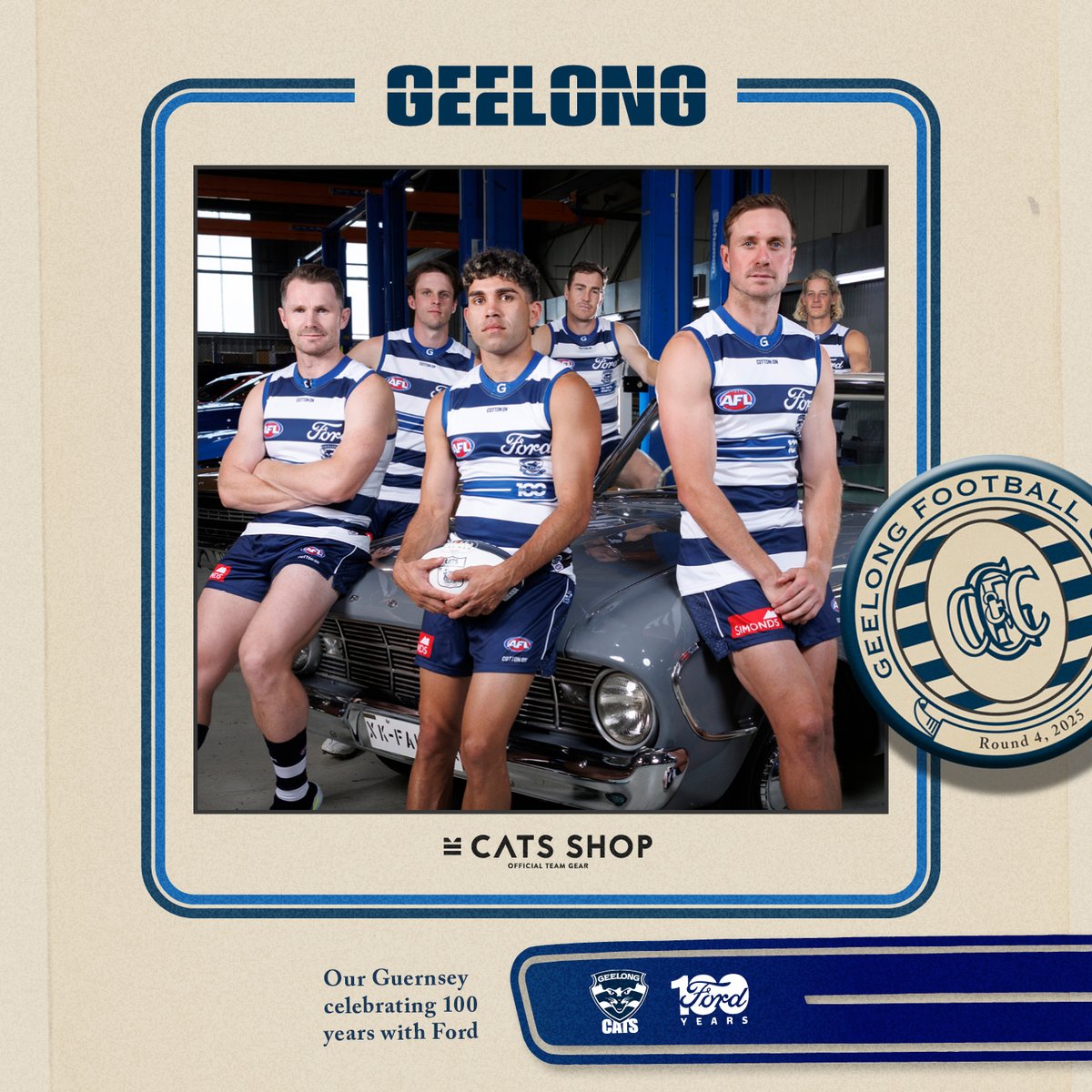 GeelongCats's tweet photo. Forever Ford 💪 

Introducing a special commemorative guernsey, celebrating 100 years of the greatest partnership of all 

#WeAreGeelong | #FordAustralia
