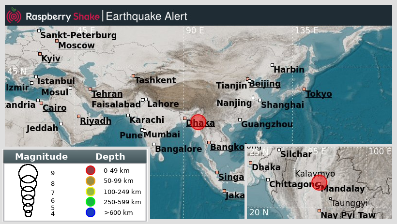 Raspberry Shake Earthquake Channel (@raspishakeq) on Twitter photo Preliminary M7.7 #Earthquake
ID: #rs2025gcjbxn
10km from #Mandalay, #Myanmar
2025-03-28 06:20 UTC
Source: #GFZ
<a href="/raspishake/">Raspberry Shake</a>
Join the largest #CitizenScience EQ community ➡ raspberryshake.org
EVENT ➡ stationview.raspberryshake.org/#?event=rs2025… Preliminary M7.7 #Earthquake
ID: #rs2025gcjbxn
10km from #Mandalay, #Myanmar
2025-03-28 06:20 UTC
Source: #GFZ
<a href="/raspishake/">Raspberry Shake</a>
Join the largest #CitizenScience EQ community ➡ raspberryshake.org
EVENT ➡ stationview.raspberryshake.org/#?event=rs2025…