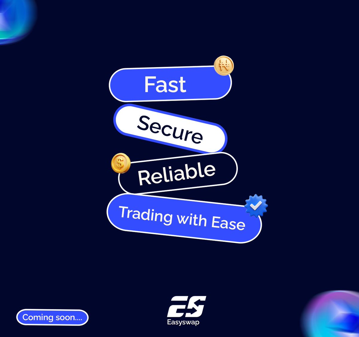 GetEasySwap's tweet image. 🚀 Fast. 🔒Secure. 💰Reliable.

Seamless crypto trading made easy with EasySwap! 💱

✅ Instant transactions
✅ Zero swap fees
✅ Trade with ease

📢 Coming Soon… Stay Tuned!

#EasySwap #CryptoMadeEasy #TradeWithEase