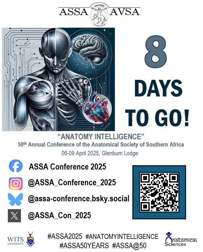 Only 8 days to go 🎉 Follow us on our various social media platforms to stay up to date and informed about the ASSA 50th Conference from the 6th to the 9th of April 2025
#ASSA2025 #AnatomyIntelligence #ASSA50Years
