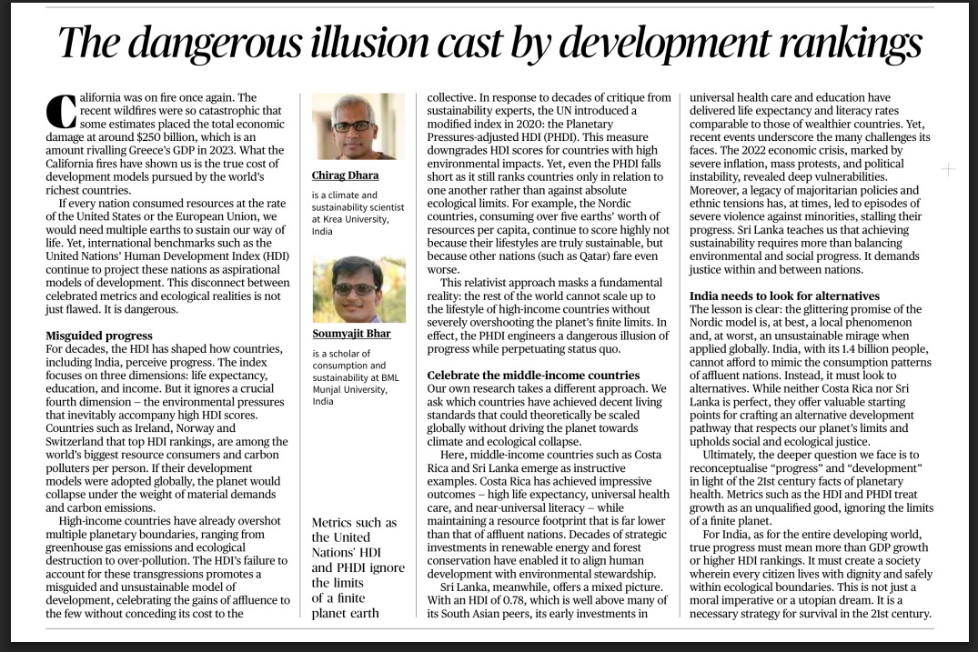 We recently met Chirag Dhara, an Indian scientist researching a revised framework for sustainable development. His work highlights Costa Rica as a realistic model for achieving social progress with minimal environmental impact. Here’s the article on this topic.
