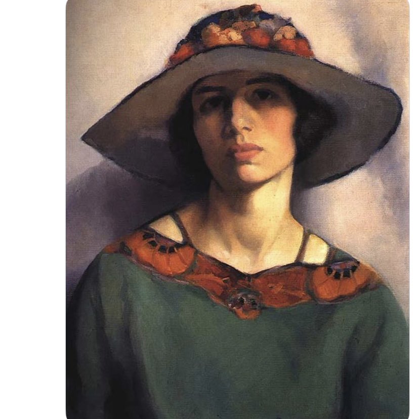 This weeks #PortraitChallenge - Self portrait, painted in 1923 by Mabel Alvarez
<a href="/StudioTeaBreak/">Virtual Studio</a> 
#dailydrawing #portrait #ink #brushpen #ArtistOnTwitter #ArtistOnX #thedailysketch