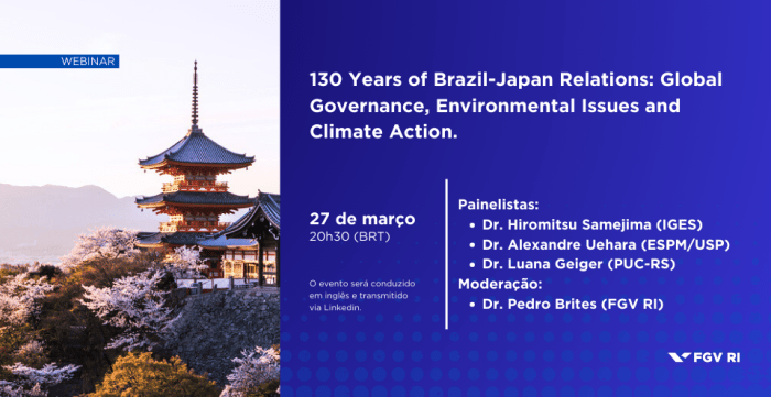 Celebrating 130 years of friendship, <a href="/FGV/">FGV</a>'s webinar explores #Japan and #Brazil's cooperation on #ClimateAction ahead of #COP30, ft. expert panelists <a href="/Aruehara/">Alexandre Uehara</a> of <a href="/espm/">ESPM</a>, Dr. Hiromitsu Samejima of <a href="/IGES_EN/">IGES-Institute for Global Environmental Strategies</a>, and <a href="/lmgeiger/">Luana Margarete Geiger 陸安娜</a> of <a href="/PUCRS_Intl/">PUCRS International</a>. 
See the recording in the replies👇!