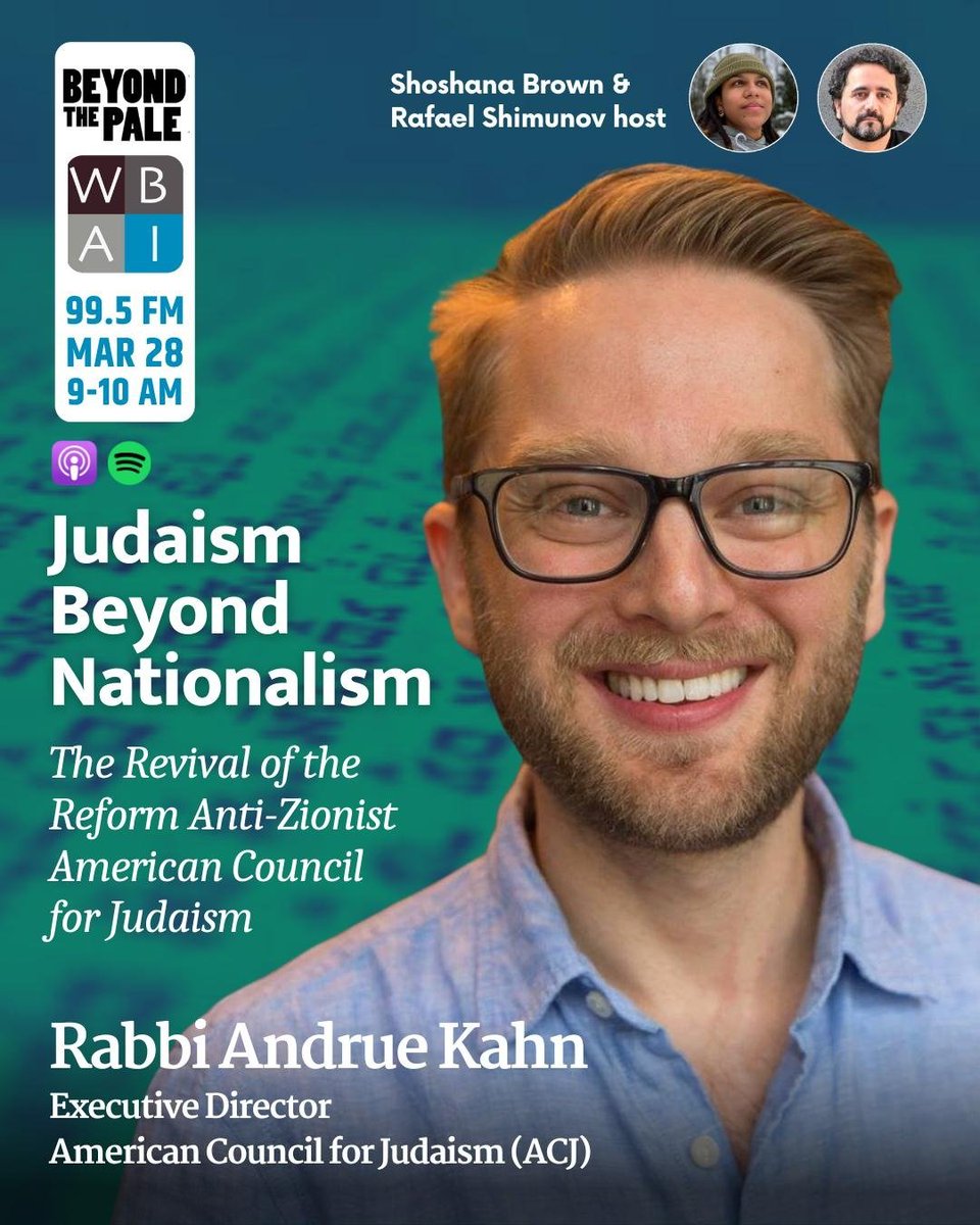Rafael Shimunov ✡️ 🍉 (@rafaelshimunov) on Twitter photo The Revival of the Reform Anti-Zionist Movement with <a href="/rabbiandruekahn/">Rabbi Andrue Kahn</a> on with us at <a href="/BeyondThePaleFM/">Beyond The Pale / 99.5 FM NYC</a>
Friday on 99.5 FM NY and streaming on WBAI.org right after <a href="/democracynow/">Democracy Now!</a> The Revival of the Reform Anti-Zionist Movement with <a href="/rabbiandruekahn/">Rabbi Andrue Kahn</a> on with us at <a href="/BeyondThePaleFM/">Beyond The Pale / 99.5 FM NYC</a>
Friday on 99.5 FM NY and streaming on WBAI.org right after <a href="/democracynow/">Democracy Now!</a>