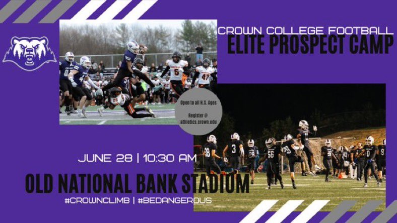 Thank you so much to <a href="/CrownCollegeFB/">Crown College Football</a> and <a href="/LJ4452/">Luke Johnson</a> for the camp invite! <a href="/ecmfootball/">Eau Claire Memorial Football</a> <a href="/PrepRedzoneWI/">Prep Redzone Wisconsin</a> <a href="/MJ_NFLDraft/">Mark Johnson</a>