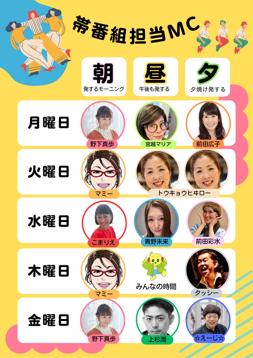 happy_21_FM's tweet photo. 🎤 春から新パーソナリティ大集合！
発するFMの帯番組がさらにパワーアップ！🎤
https://t.co/G5rFcdjIoY https://t.co/lmK4Oun4sB
