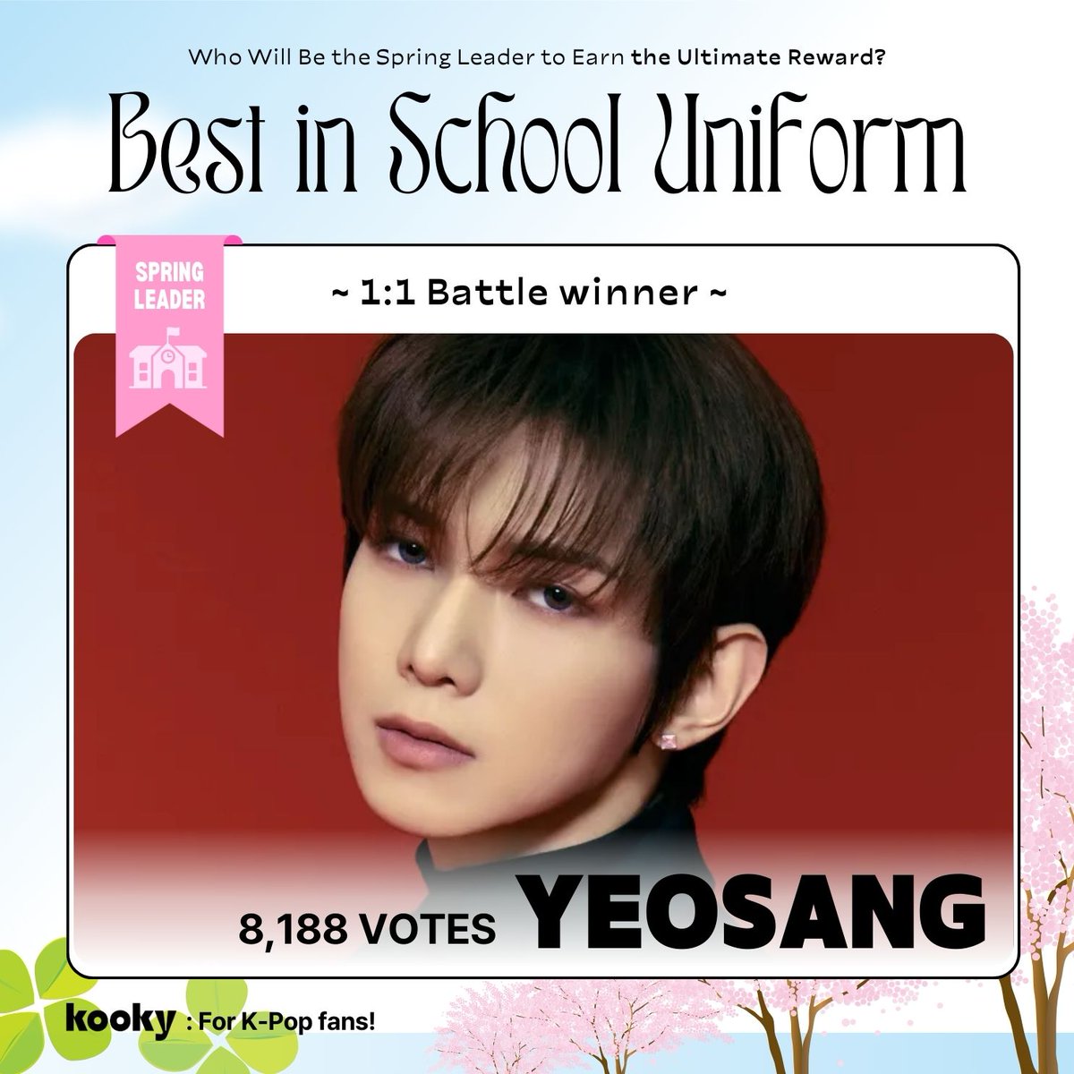 kooky__official's tweet photo. [ 📢1:1 Battle Results ]
✨ Who is the #BestUniformLook_Spring ldol? ✨

*🎓･ﾟ*   #ATEEZ #YEOSANG   *･ﾟ🎓*

🗳️ #KookySpringLeader Semi-Final voting starts on Monday, so stay tuned!

🏆 Announcing the TOP5 advancing to the Semi-Final Voting ><
#LEV #WANGZIHAO
#HORI7ON #KYLER
#AHOF #DAISUKE
#ATEEZ #YEOSANG
#AHOF #PARKJUWON