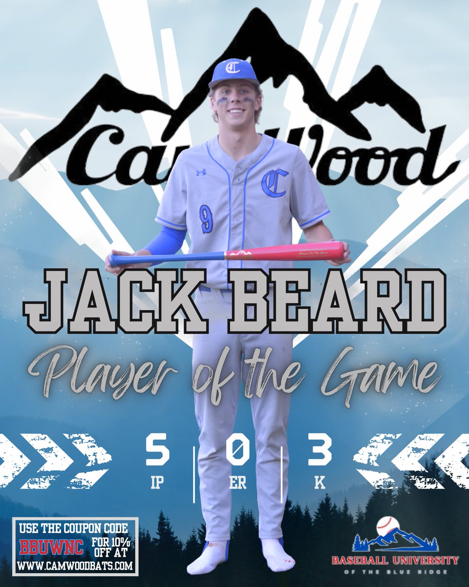 Congratulations to Tonight's <a href="/CamWoodBats/">CamWood Bats</a> Player of the Game, <a href="/JackBeard2026/">Jack Beard</a> of <a href="/CHRISTIANBSBALL/">Charlotte Christian Baseball</a> 

This game was all Jack; the 2026 RHP earned the W vs Providence Day cruising through 5 Shutout Innings allowing only 4 H &amp; 1 BB while collecting 3 K's. Worked fast and efficiently,
