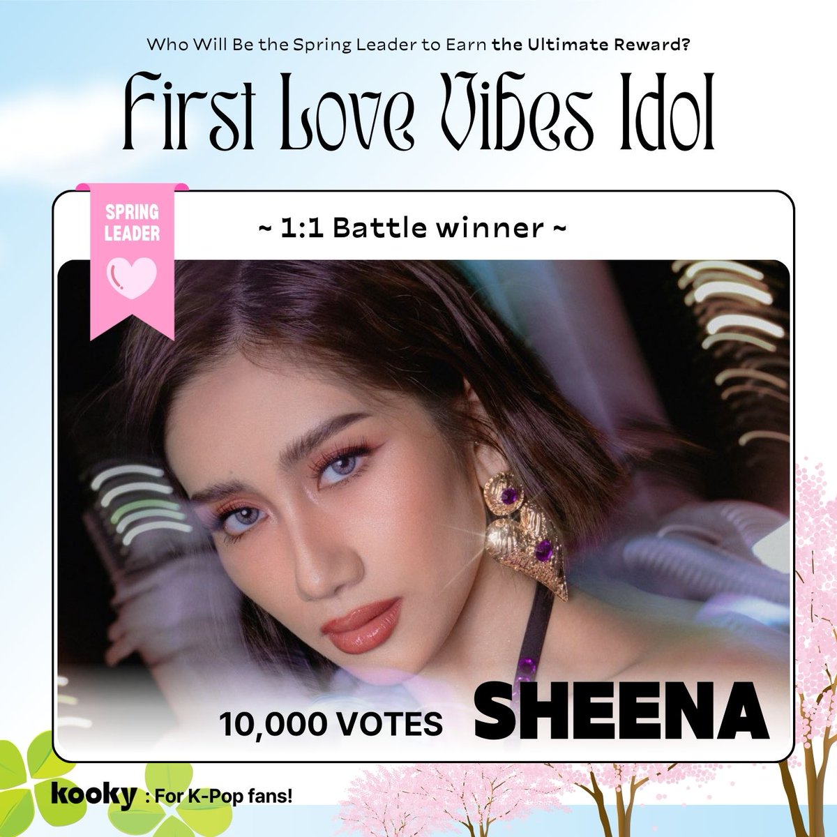 kooky__official's tweet photo. [ 📢1:1 Battle Results ]
✨ Who is the #BestFirstLoveVibes_Spring ldol? ✨

*💘･ﾟ*   #BINI #Sheena   *･ﾟ💘*

🗳️ #KookySpringLeader Semi-Final voting starts on Monday, so stay tuned!

🏆 Announcing the TOP5 advancing to the Semi-Final Voting ><
#BINI #Aiah
#ENHYPEN #JUNGWON
#AHOF #JL
#ODDYOUTH #SUMMER
#BINI #Sheena