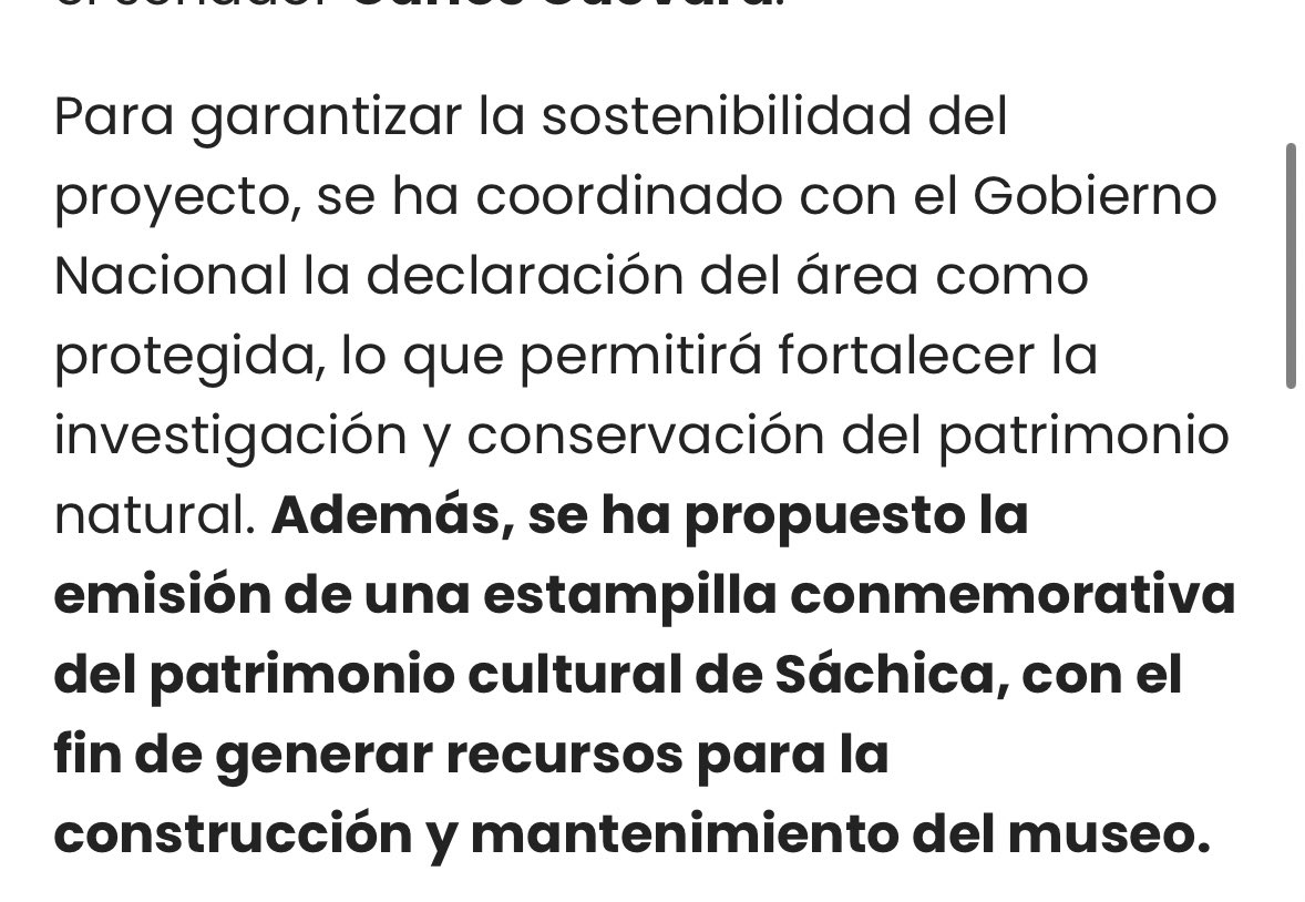 En lo público la falencia la mayoría de veces es que no se piensa en la sostenibilidad de los proyectos. Importante que este futuro museo cuente desde ya con una fuente de financiamiento y responsables de orden nacional.
#Pliosaurio #SáchicaPatrimonio <a href="/carlos_guevara/">Carlos Edo Guevara</a> <a href="/PartidoMIRA/">Partido MIRA</a>