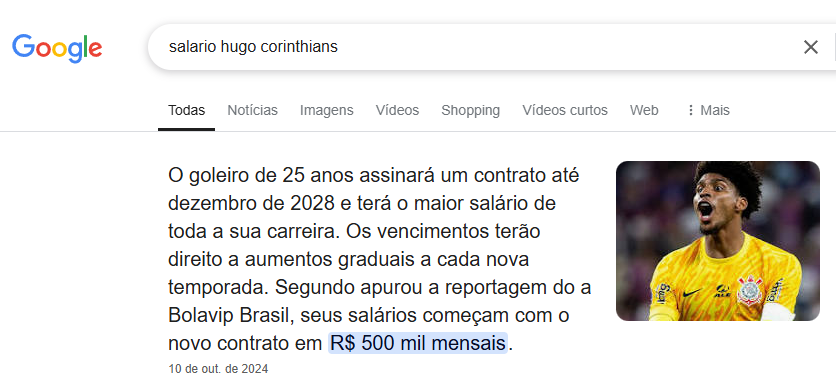 Boa Corinthias, tá na hora de aumentar o salário do Hugo. 

Merece com certeza! #CORxPAL