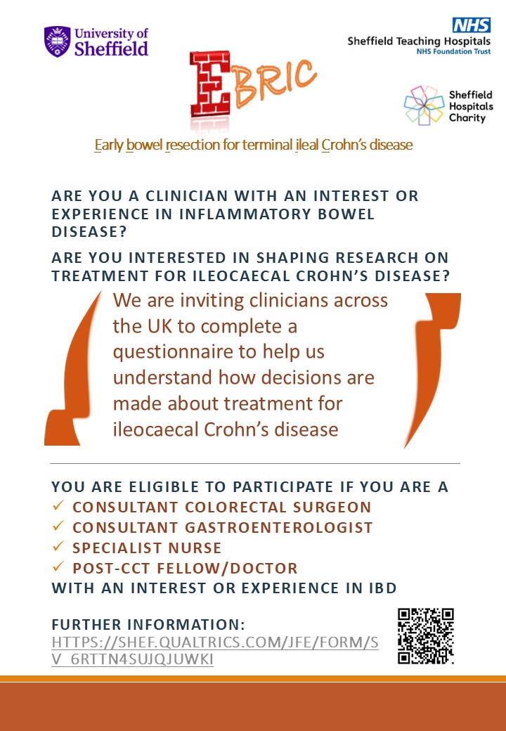 NiloferHusnoo's tweet image. Calling surgeons, gastroenterologists, nurse specialists and post-CCT doctors (in gastroenterology or colorectal surgery) with an IBD practice or experience in IBD across the UK.
Could you please spare 10-15 min to complete this questionnaire please? shef.qualtrics.com/jfe/form/SV_6R…