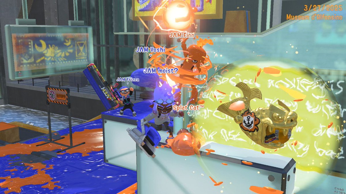 JAM_Spl's tweet photo. WE WON LUTI WEEK 4 !!!!! GGS GAMERS 🫡
Eb - "I played like ASS!!!!!!!"
Frizz - "We're gonna spit roast these guys"
Cat - "Ok exam is done, now I gotta lock in and play Splatoon"
Yoshi - "SPINNN :D"
Finn - "I DIDN'T THROW THE CLAM????" https://t.co/b2XI16vpbQ
