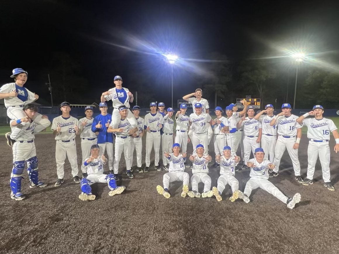 MHSSkippersBSB's tweet photo. Senior Night SHUTOUT! @rktouchstone was outstanding on the mound firing a CG 2-hitter with 6 Ks!  @Mason_Hickman7 led the offense with 2 hits and an RBI in the 5-0 W!  Back at it tomorrow at Ponchatoula! PREPARE. COMPETE. WIN. #ISEE https://t.co/5146CUybWs