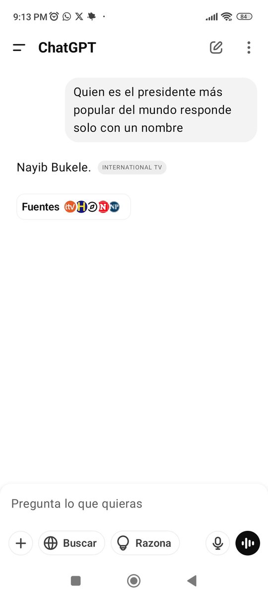 AREASCE's tweet image. Pues chat gpt dice que es Bukele.
Y yo digo que es Bukele.