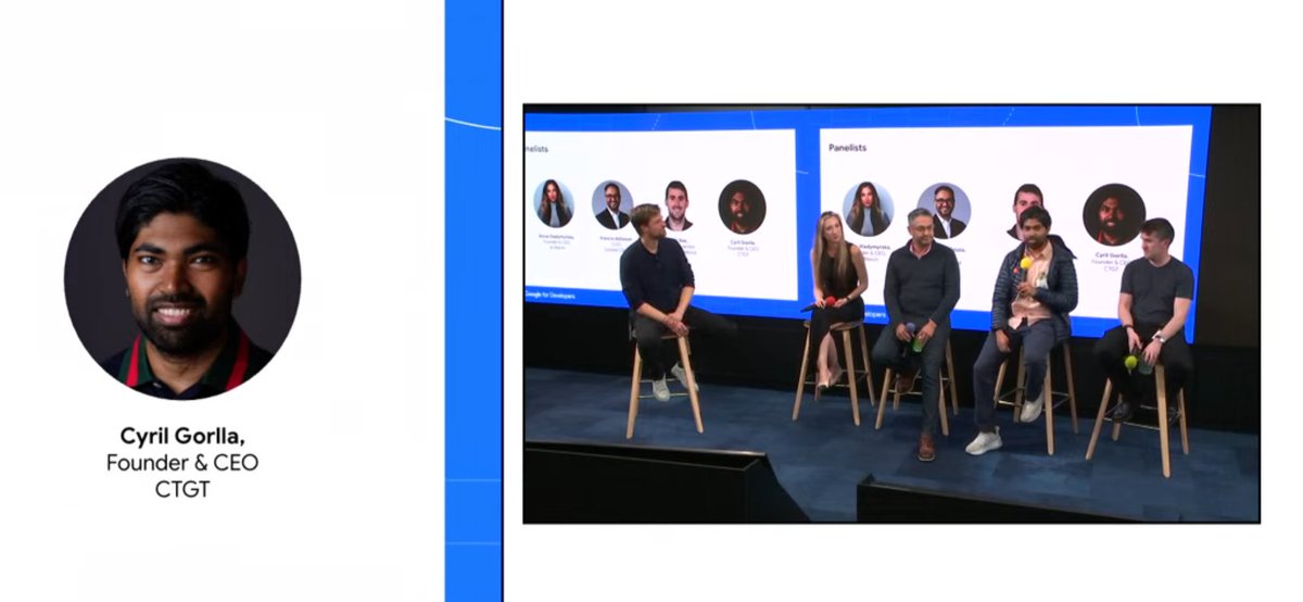 Cyril Gorlla (@cyrilgorlla) on Twitter photo Fascinating conversation <a href="/GoogleDeepMind/">Google DeepMind</a> with <a href="/jack_w_rae/">Jack Rae</a> and Francis deSouza (COO <a href="/googlecloud/">Google Cloud</a>) on the frontier of AI and what it'll take to get to the next generation of deployments. Interesting thoughts from Jack on reasoning + interpretability and Francis on agentic trust. Fascinating conversation <a href="/GoogleDeepMind/">Google DeepMind</a> with <a href="/jack_w_rae/">Jack Rae</a> and Francis deSouza (COO <a href="/googlecloud/">Google Cloud</a>) on the frontier of AI and what it'll take to get to the next generation of deployments. Interesting thoughts from Jack on reasoning + interpretability and Francis on agentic trust.