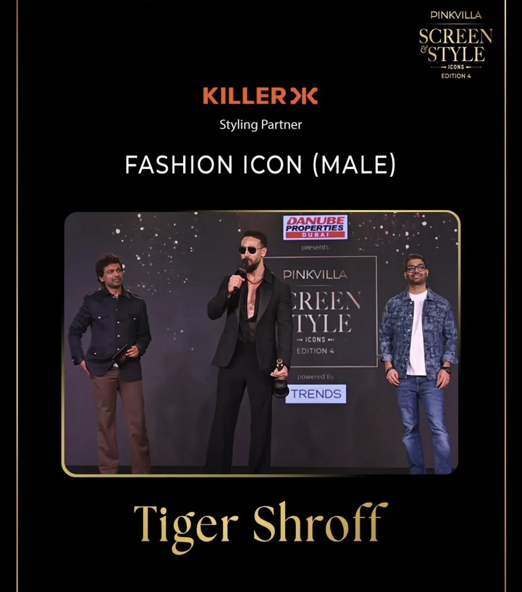 TeamtigerogTeam's tweet photo. Style, swag & all things Tiger! 🔥🐯
Congrats #TigerShroff on winning Fashion Icon - Male at #PSSI2025! From killer moves to killer looks—he owns it all!
#TeamTiger #FashionIcon #KillerStyle #PinkvillaAwards https://t.co/TcltgJuujD