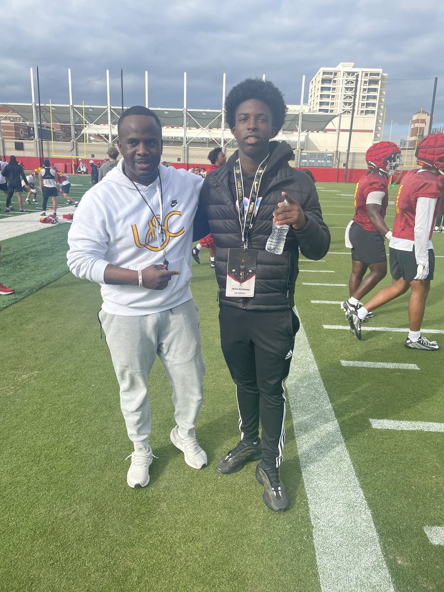 Deuce Jefferson (@deucej_222) on Twitter photo Had a great time at <a href="/uscfb/">USC Football โ๏ธ</a> today!! Great Spring Practice from a Great Teamโค๏ธ๐
#FightOn #USC <a href="/LBPoly_Football/">Long Beach Poly Football ๐๐</a> <a href="/AnthonyJonesFB/">Anthony Jones Jr</a> Had a great time at <a href="/uscfb/">USC Football โ๏ธ</a> today!! Great Spring Practice from a Great Teamโค๏ธ๐
#FightOn #USC <a href="/LBPoly_Football/">Long Beach Poly Football ๐๐</a> <a href="/AnthonyJonesFB/">Anthony Jones Jr</a>