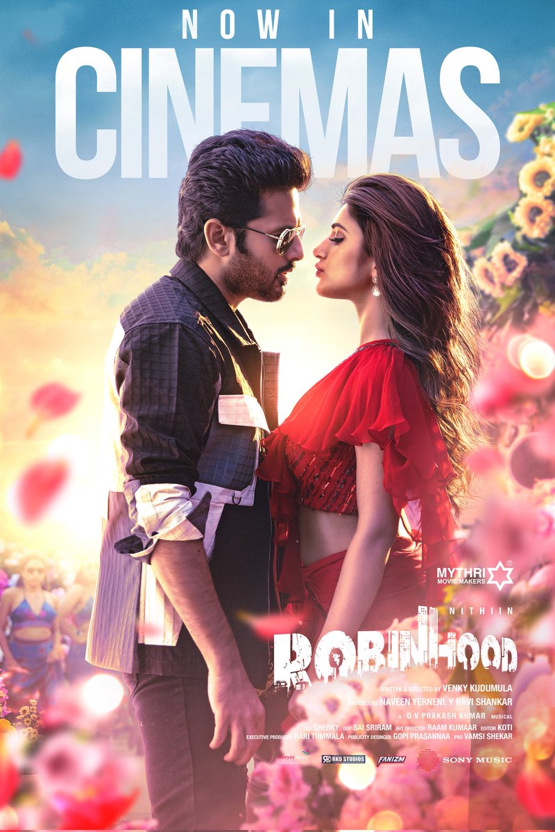 Mythri Movie Makers (@mythriofficial) on Twitter photo He is here with this summer's biggest entertainer 💥💥
#Robinhood Now in cinemas ❤️🔥
Book your tickets now!
🎟️ linktr.ee/RobinhoodTicke…
<a href="/actor_nithiin/">nithiin</a> <a href="/sreeleela14/">Sreeleela</a> <a href="/VenkyKudumula/">Venky Kudumula</a> <a href="/davidwarner31/">David Warner</a> <a href="/gvprakash/">G.V.Prakash Kumar</a> #RajendraPrasad <a href="/vennelakishore/">vennela kishore</a> <a href="/DevdattaGNage/">Devdatta G Nage</a> #SaiSriram <a href="/EditorKoti/">KOTI</a> He is here with this summer's biggest entertainer 💥💥
#Robinhood Now in cinemas ❤️🔥
Book your tickets now!
🎟️ linktr.ee/RobinhoodTicke…
<a href="/actor_nithiin/">nithiin</a> <a href="/sreeleela14/">Sreeleela</a> <a href="/VenkyKudumula/">Venky Kudumula</a> <a href="/davidwarner31/">David Warner</a> <a href="/gvprakash/">G.V.Prakash Kumar</a> #RajendraPrasad <a href="/vennelakishore/">vennela kishore</a> <a href="/DevdattaGNage/">Devdatta G Nage</a> #SaiSriram <a href="/EditorKoti/">KOTI</a>