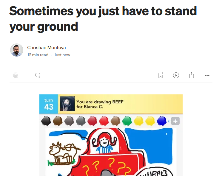 Something happened at work today that reminded me of my experience building Draw Something many years ago, and I felt the need to write about it. So here it is. "Sometimes you just have to stand your ground." Link in thread.