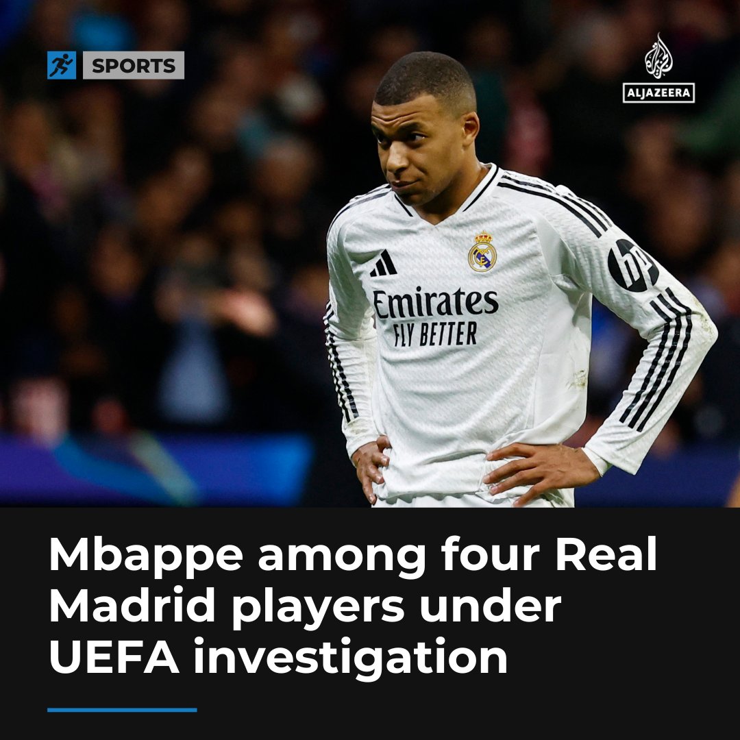 UEFA is investigating Mbappe, Vinicius Junior, and two other Real Madrid players for alleged “indecent conduct” in the Champions League match at Atletico Madrid aje.io/zocgp1