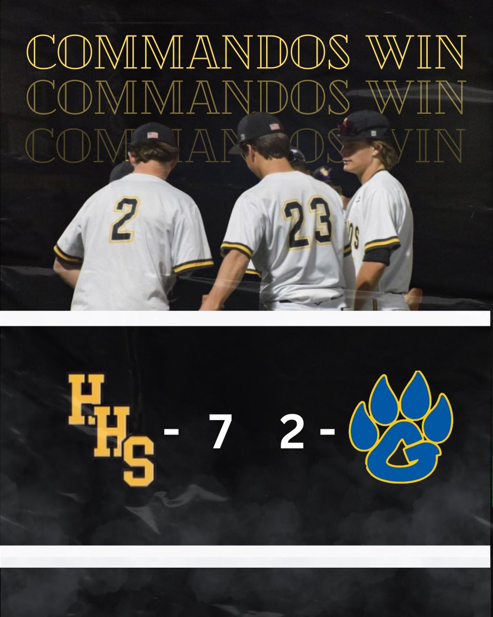 Commando Baseball (@hvillebaseball) on Twitter photo ⚾️ FINAL SCORE⚾️
COMMANDOS - 7
Goodpasture - 2
Grady Gulleman - 3IP, 0ER, 5K
<a href="/Trentonwood64/">Trenton wood</a> 1-3, 2B, 2RBI, R
<a href="/KadePomeroy/">Kade Pomeroy</a> 2-3, R
@bogle32108 2-3, R, RBI, SB
#commandobaseball ⚾️ FINAL SCORE⚾️
COMMANDOS - 7
Goodpasture - 2
Grady Gulleman - 3IP, 0ER, 5K
<a href="/Trentonwood64/">Trenton wood</a> 1-3, 2B, 2RBI, R
<a href="/KadePomeroy/">Kade Pomeroy</a> 2-3, R
@bogle32108 2-3, R, RBI, SB
#commandobaseball