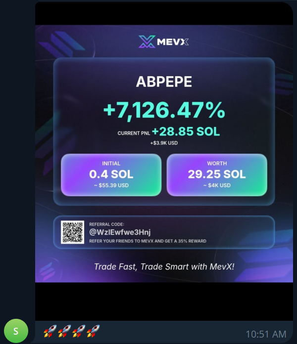 4AM_Channel's tweet photo. 🔥 Over 7000% GAINS?! This is what our VIP BOT is doing on Solana!  

One user turned 0.4 SOL into 28.25 SOL — that’s x70 returns on $ABPEPE

#Solana #ABPEPE #4AMVIPBOT https://t.co/SE3AQoSRi1